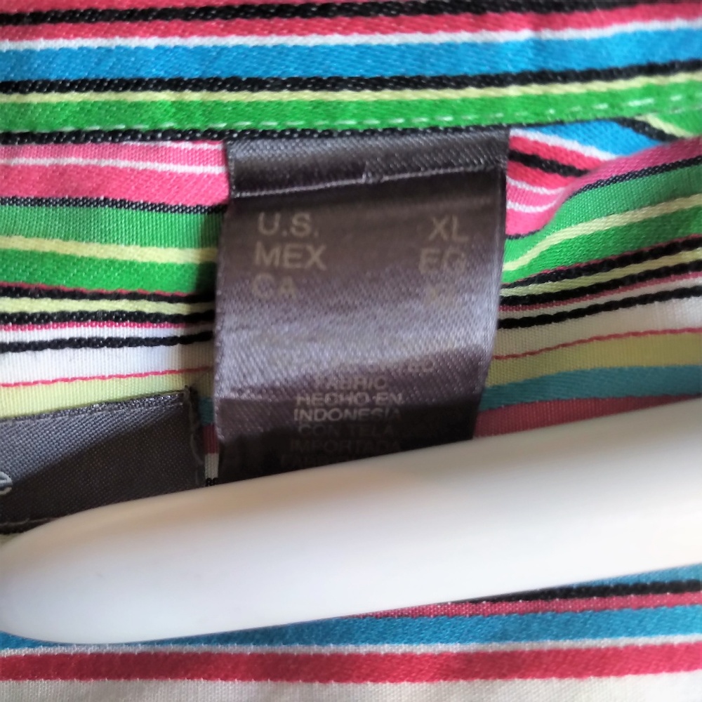 Liz Claiborne Cheerful Striped Button Down EUC XL - Picture 6 of 7